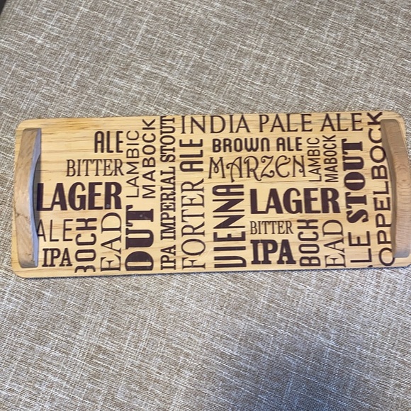 Source Unknown Other - Wooden serving Tray with handles Subway Style List of Beers